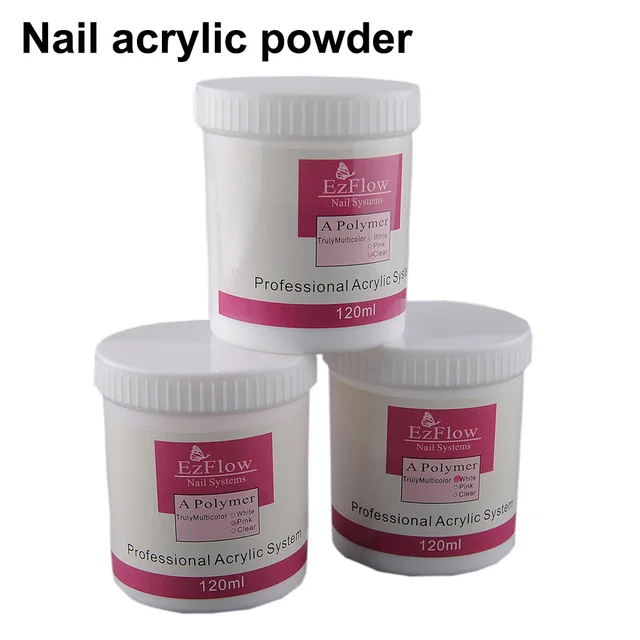 Ezflow 1 Fles 120g Acryl Poeder Crystal Nail Tips Polymeer Ezflow 1 Fles 120g Acryl Poeder Crystal Nail Tips Polymeer Roze Helder Wit 3 Kleuren