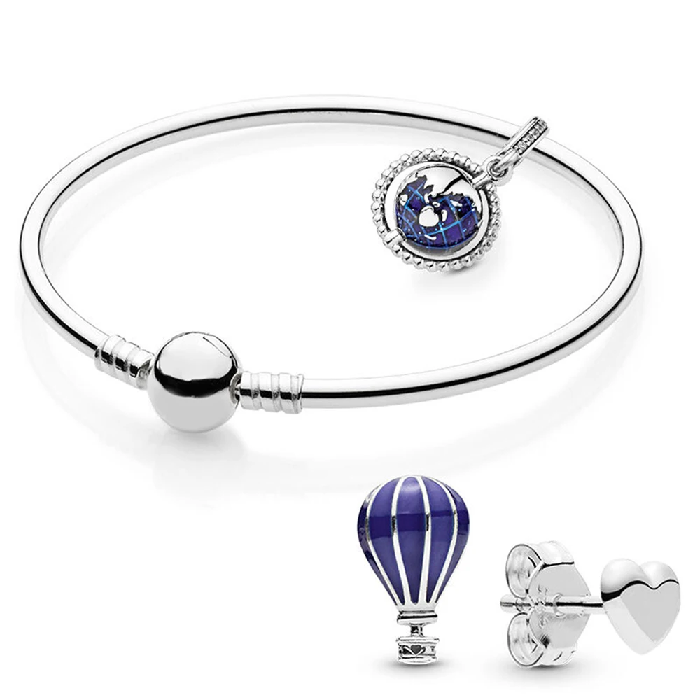 

SIENTO New 100% 925 Sterling Silver 2019 Summer RAU0619 TRAVEL THE GLOBE BRACELET AND Air Balloon EARRING SET Wedding Jewelry