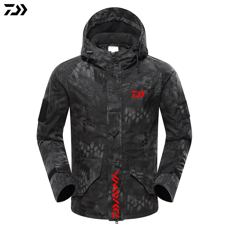 

DAIWA 2019 New Jacket Winter Python Camouflage Fishing Coat Velvet Windproof Fishing Hooded Outdoor Keep Warm Fishing Jacket Man