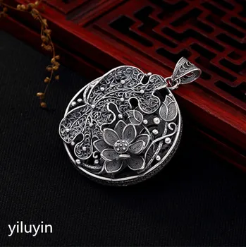 

KJJEAXCMY Fine jewelry, S990, lotus leaf, lotus hand picked silk, hollowed out sterling silver, Thai old lady pend