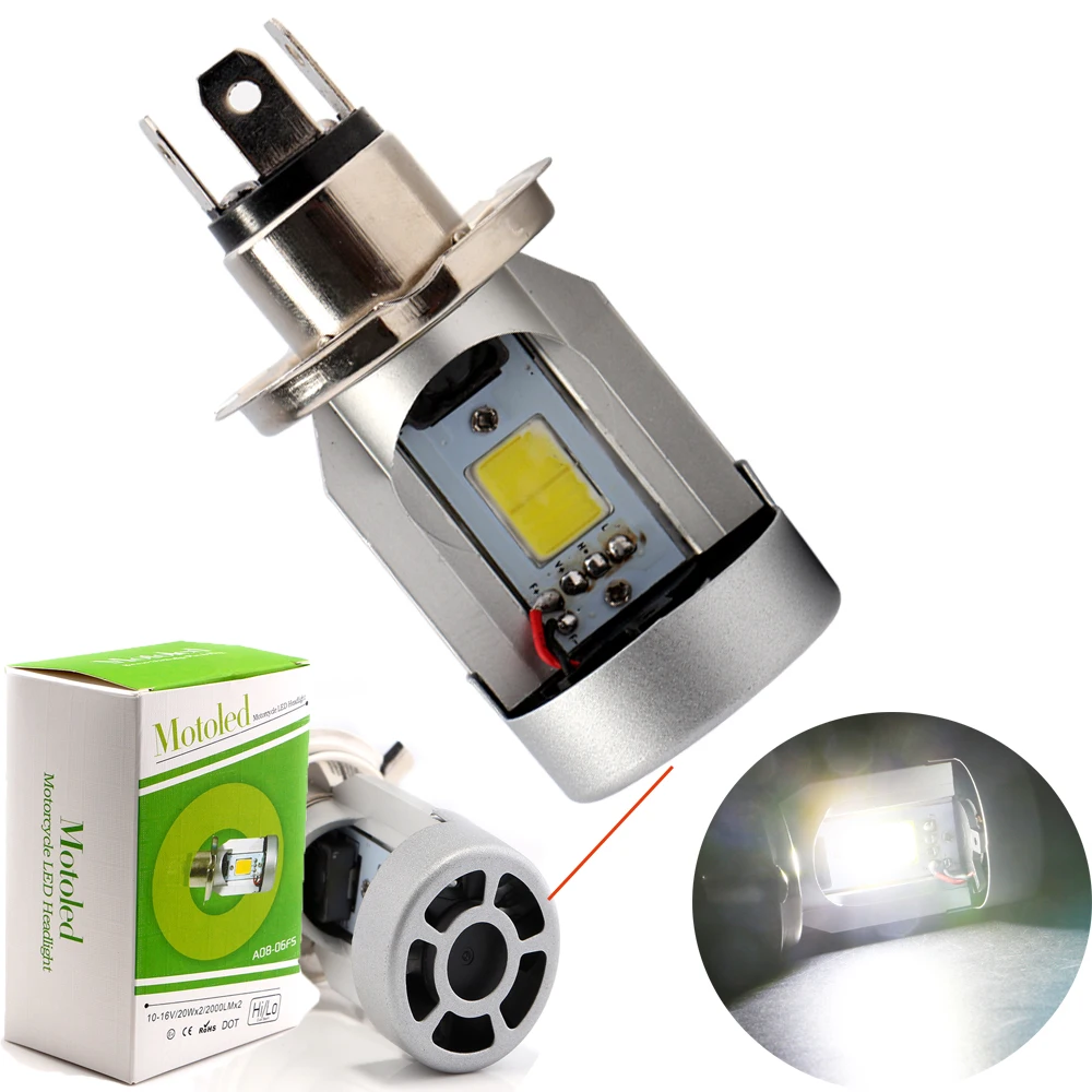 

2Pcs Fog Light  H4 BA20D COB 20W Motorcycle Headlight Bulbs Hi/Lo beam With Fan Scooter Motobike light of Motorcycle Accessories