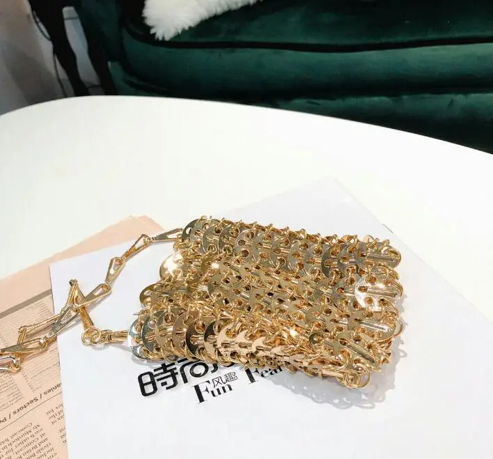 Панк Стиль выдалбливают лист металлическая Сумочка для женщин цепь мини плечо крест тела упаковка для мобильного телефона сумка клатч для вечеринки сумка
