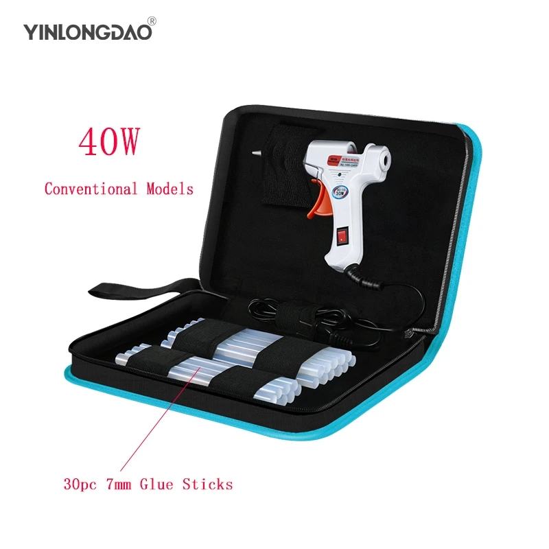 

40W Smart Hot Melt Glue Gun Aluminum plastic nozzle Repair Kit Tools with 30 Pc High-purity high viscosity Glue Sticks Mini Guns