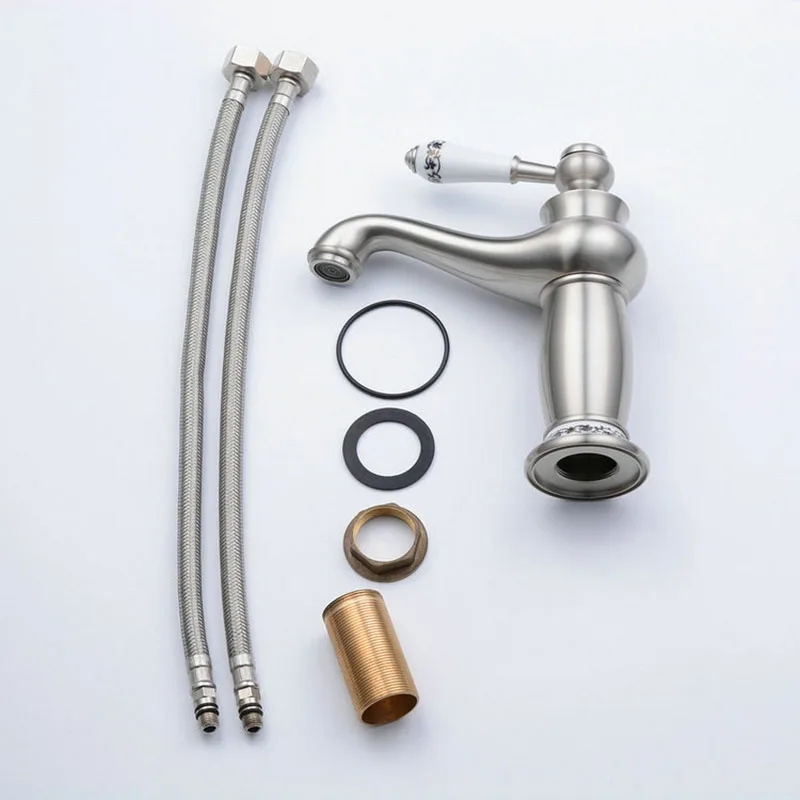 SRJ Basin Bathroom Faucet Cold And Hot Water Brass Mixer Tap Deck Mounted Single Handle Bath Antique Sinks Faucet 