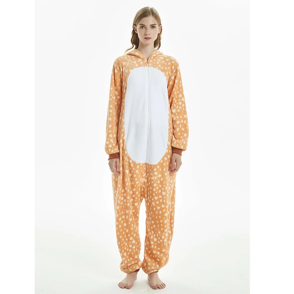 2019 Onesie животных Олень Пижама для взрослых унисекс женщин и мужчин с капюшоном