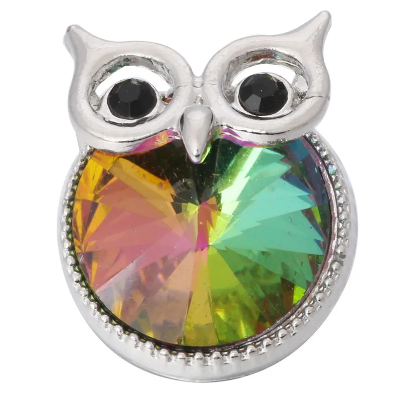 

1pcs 2019 New Snap Jewelry Rhinestone Night Owl 18mm Metal Snap Buttons Fit Snap Bracelet Bangle Dropshipping