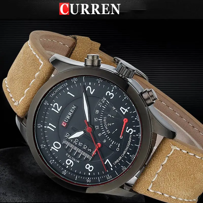 

CURREN Mens watches Top brand luxury Watch men High Quality Leather Waterproof Quartz Wrist Watches For Men Relojes Hombre 2017