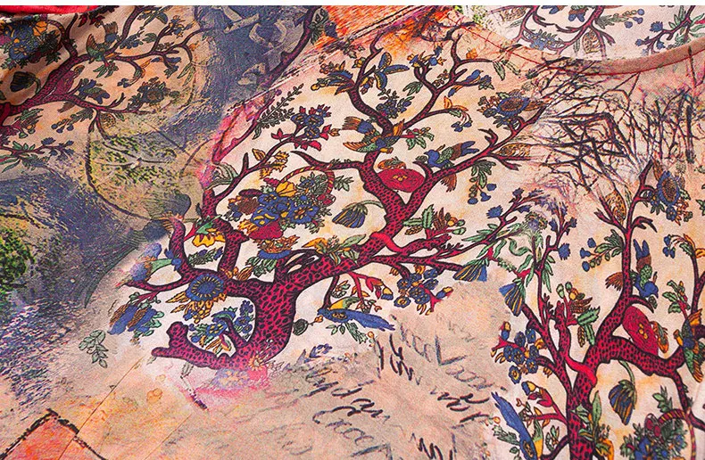 Новинка Весна Ретро разноцветное цветочное свободное платье с рисунком размера плюс 3XL летнее женское элегантное платье с коротким рукавом из искусственного шелка