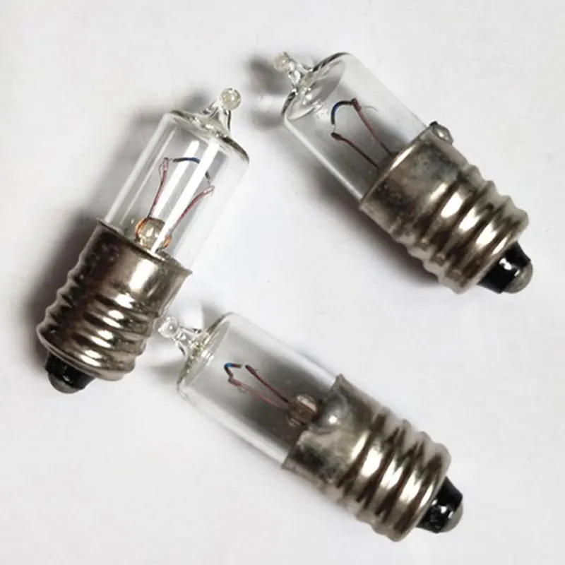 Flashlight E10 Sharp Head Spotlight Bulb 6V 8V 12V 0.7A Warm Yellow Tungsten Filament Lamp Light