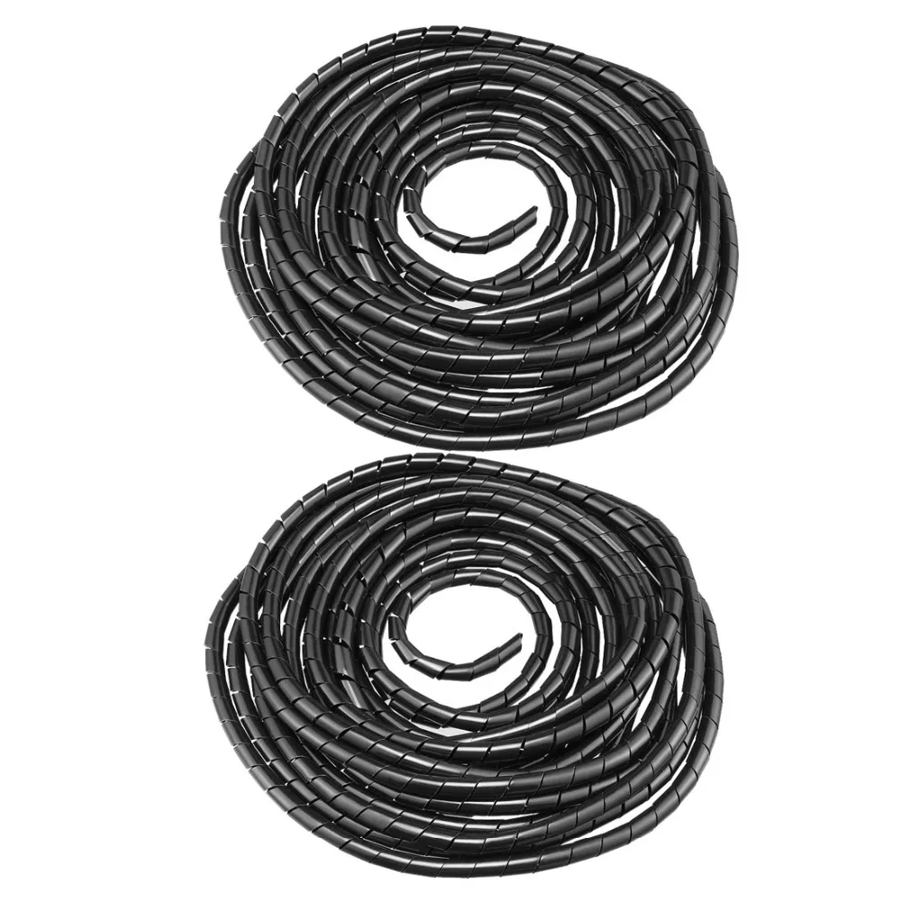 uxcell 10mm Dia Flexible Spiral Tube Cable Wire Wrap Black 2.5 Meters Long with Clip