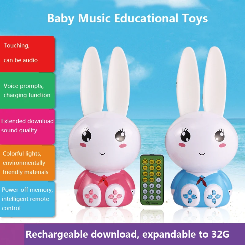 

Children Kids Learning Machines Remote Control Charge download MP3/music/story player colorful ear lighter baby toy for 0-8 year