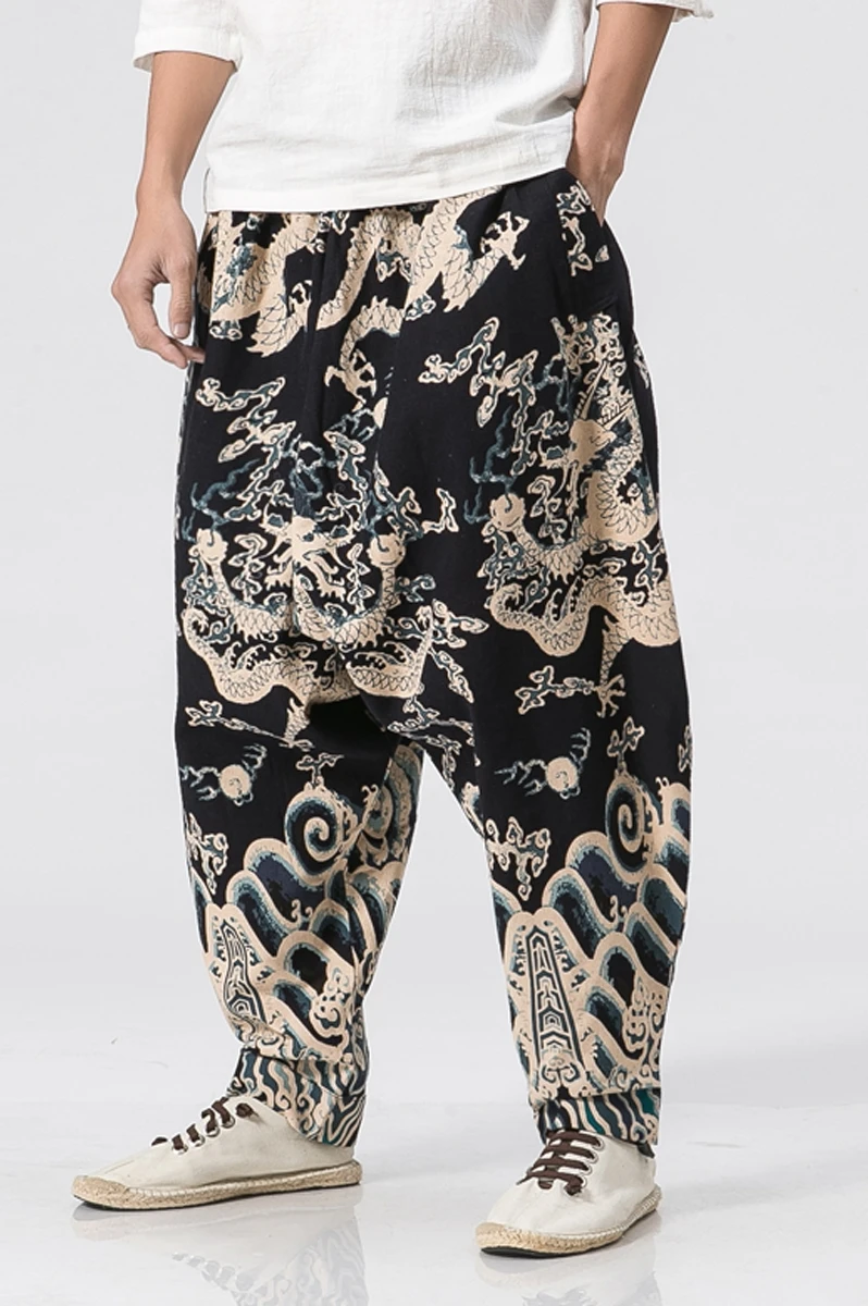 Patterned cotton trousers Clearance