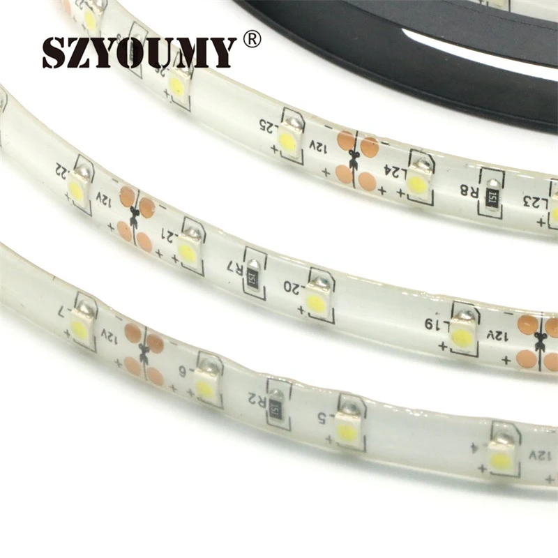 Szyoumy светодиодные полосы 2835 DC12V 60led/м Гибкие светодиодные полосы SMD 2835 белый теплый белый ULTER бухта Крытый светодиодные освещение