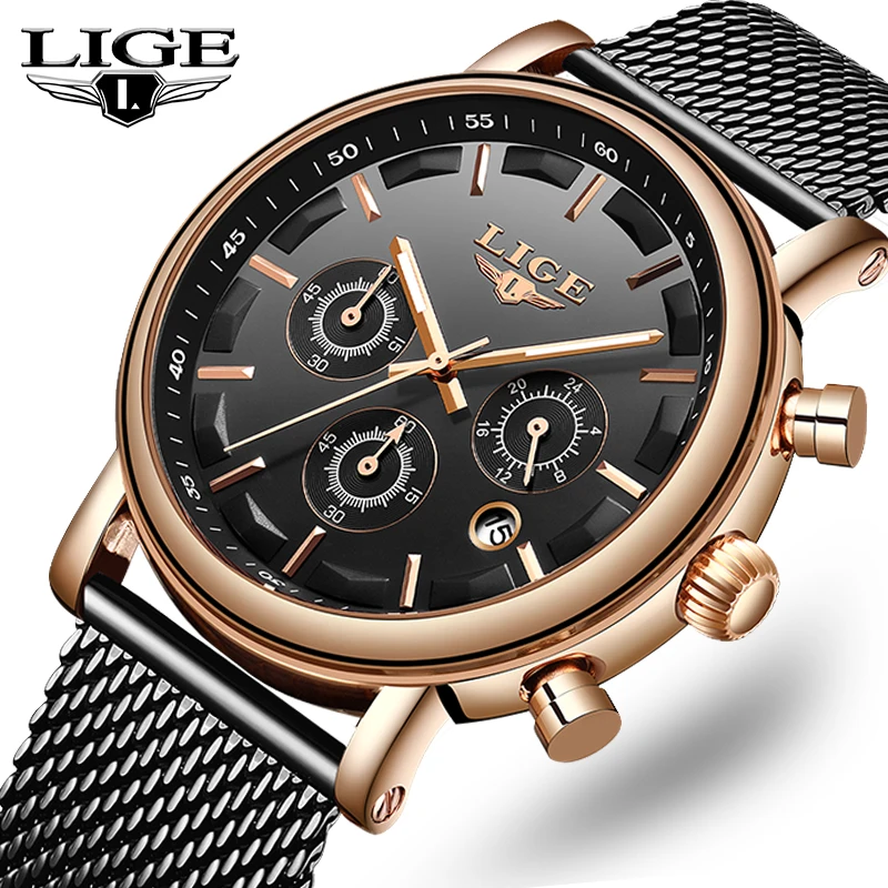

LIGE Top Brand Luxury Business Mens Watches Casual Quartz Clock Watches Men Military Sport Waterproof Watch Relogio Masculino