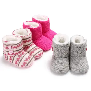 

Infant Baby Girl Boy Toddler Winter Warm Boots Knit Woolen Soft Sole Shoes 0-18M