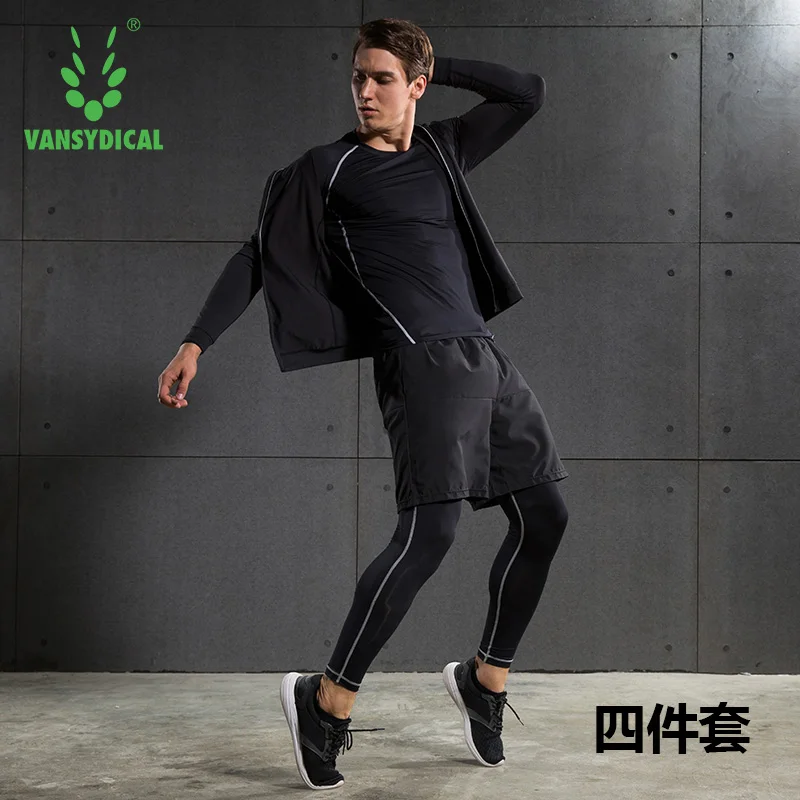 Fanceey 4 шт., мужские спортивные костюмы, спортивный костюм, Мужская компрессионная майка с длинным рукавом, штаны, спортивная одежда, мужской с... Fanceey 4 шт., мужские спортивные костюмы, спортивный костюм, Мужская компрессионная майка с длинным рукавом, штаны, спортивная одежда, мужской с...