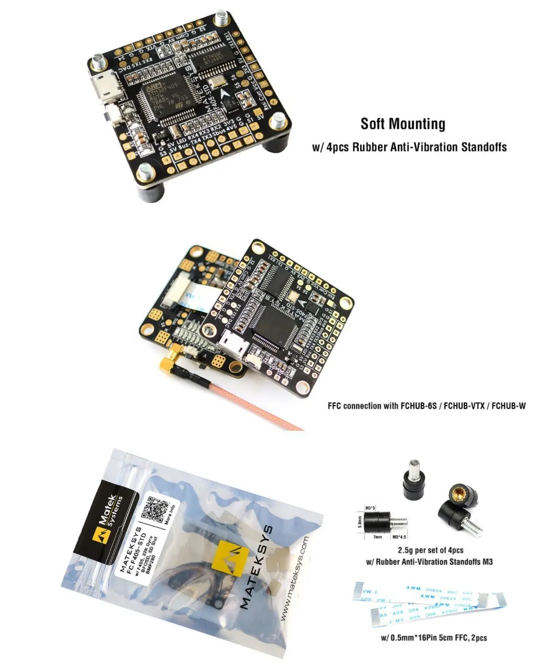 Matek Systems F405-STD BetaFlight STM32F405RGT6 Контроллер полета встроенный Инвертер OSD для SBUS Вход для FPV Racing Quad Drone