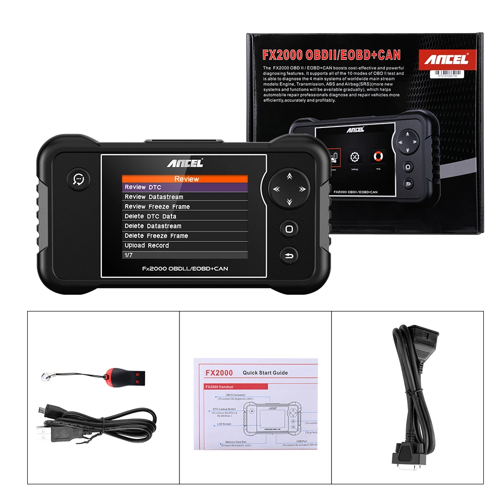 Ancel FX2000 четыре системы OBD2 автомобильный сканер двигателя ABS SRS на Mulit языки OBD 2