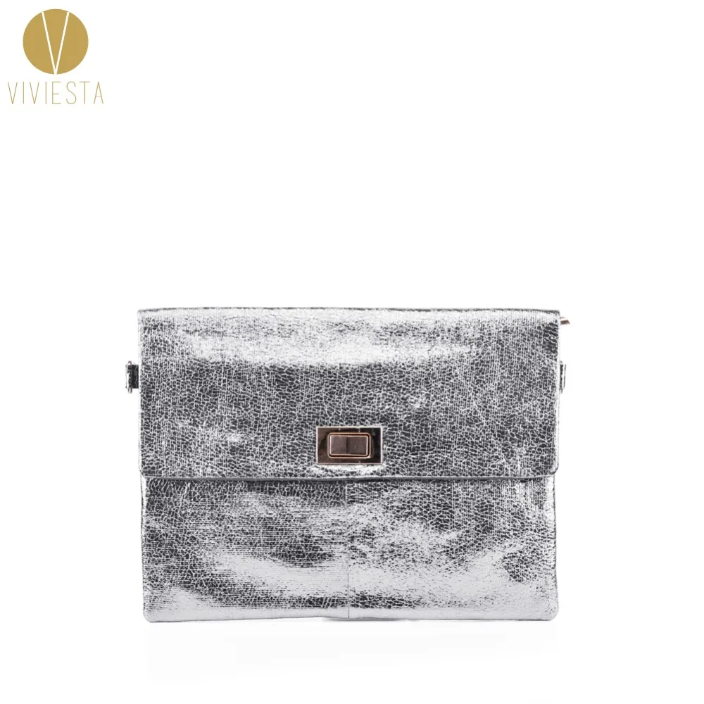 

CRACKED METALLIC ENVELOPE CLUTCH BAG Women's Lady Faux Leather Large Dazzling Sparkling Glitter Evening Party Flap Cross Handbag