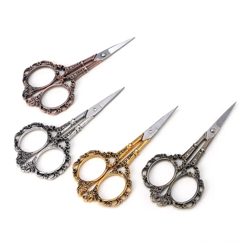 

4 Colors European Vintage Floral Pattern Scissors Seamstress Plum Blossom Tailor Scissor Sewing Scissors for Fabric Tool #H0VH#