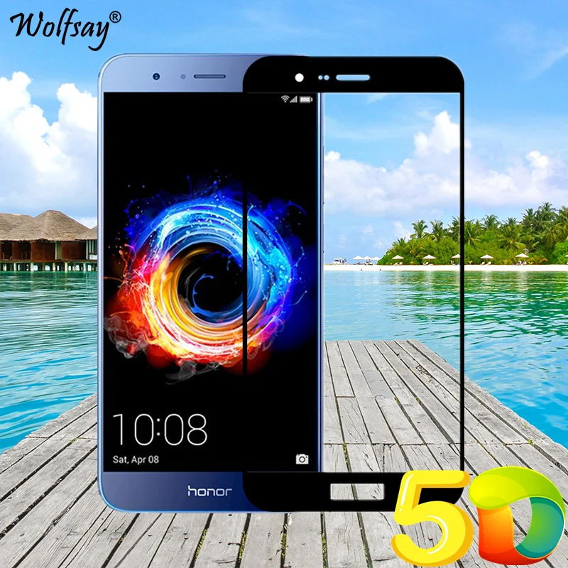 Закаленное стекло Wolfsay 5D с полным покрытием для Huawei Honor 8 Pro защита экрана