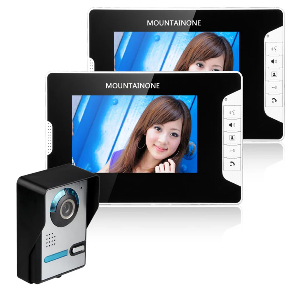 

MOUNTAINONE 7 Inch Video Door Phone Doorbell Intercom Kit 1-camera 2-monitor Night Vision