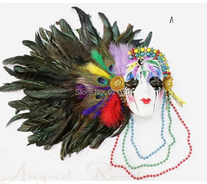 Feather Mask New Year decoration feather mask wall hanging Home Furnishing creative character