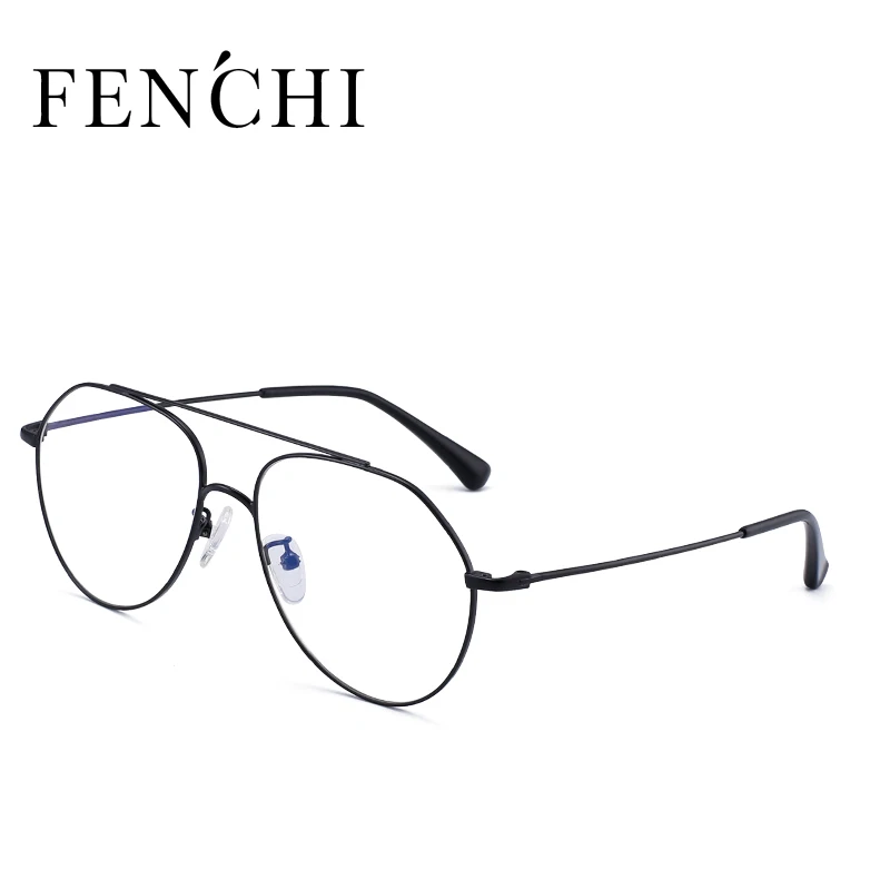 FENCHI очки оправа дизайнер близорукость очки Винтаж Авиатор оптические металлические очки прозрачные унисекс - Цвет оправы: C4 black