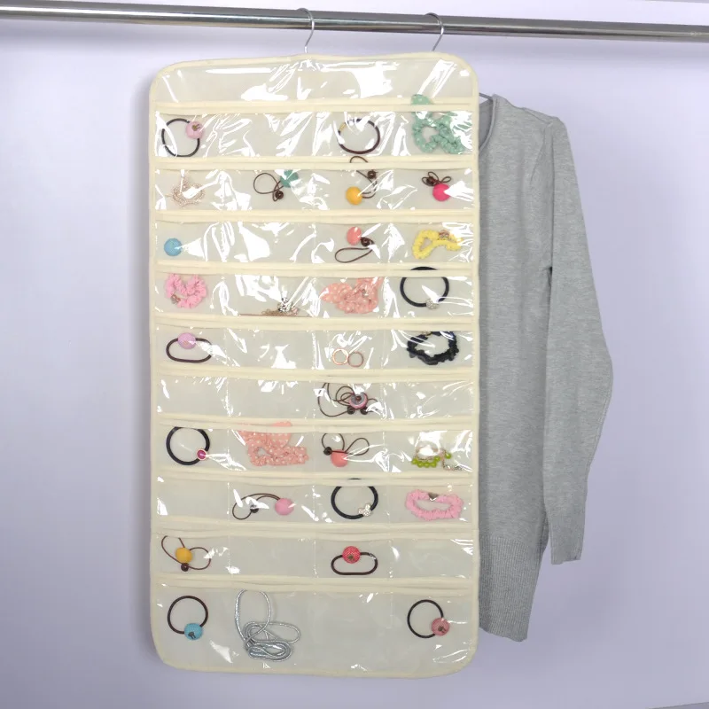 Hot Fashion 80 Compartments Hanging Storage Bag Jewelry Earring Necklace Brooch Bag Closet Display Visible Non-woven Fabrics PVC (3)