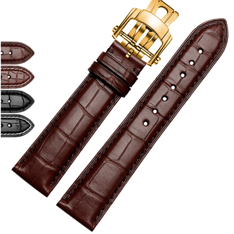 

Shihui men's double-sided Alligator Leather Watch Leather Strap super complex function Time Series Butterfly buckle Watch Strap
