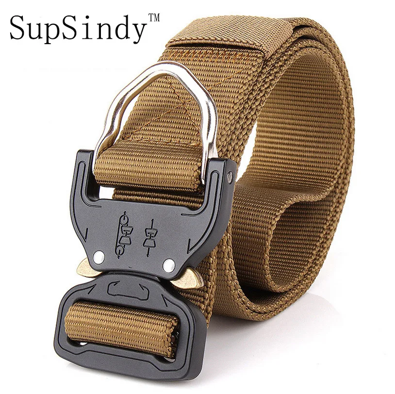 

SupSindy men's canvas belt Metal insert buckle military nylon Training belt Army tactical belts for Men Best quality male strap