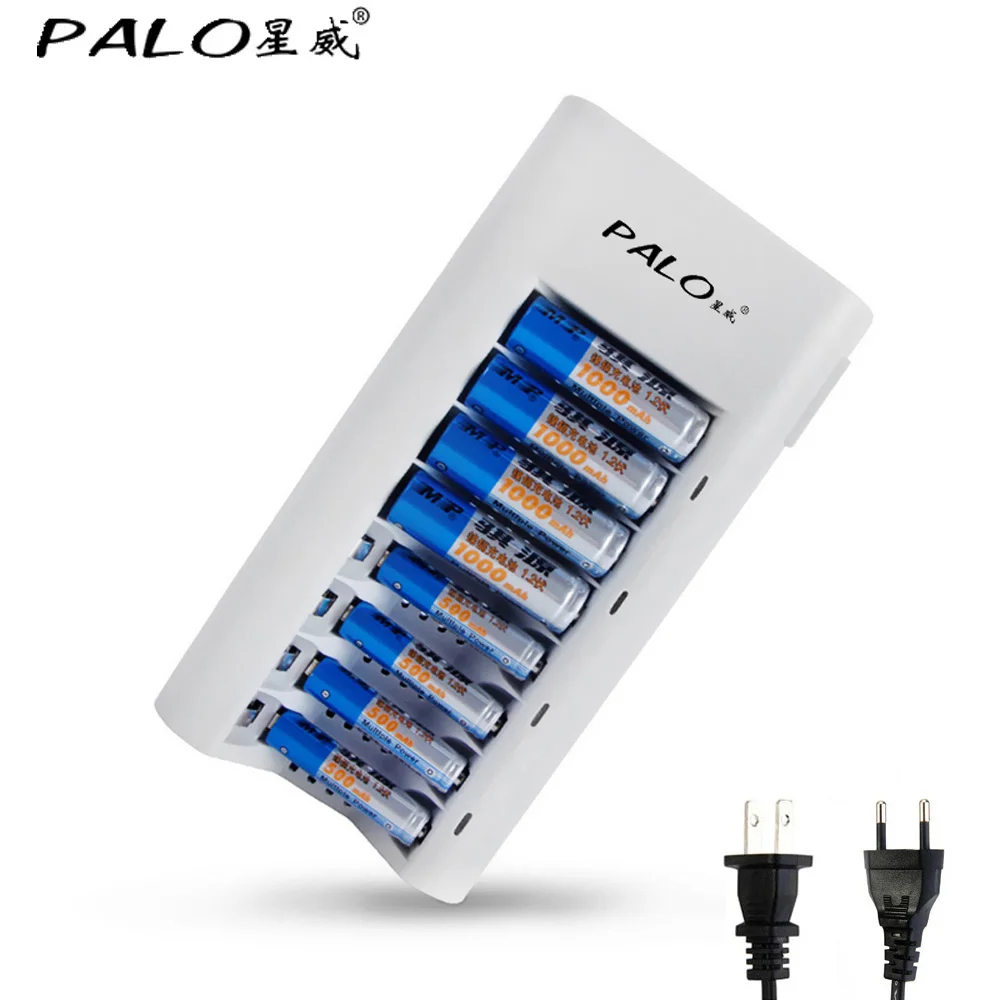 

Original PALO C808W 8 Slots Battery Charger with Indicator Light for AA / AAA NiCd NiMh Rechargeable Batteries US / EU Plug