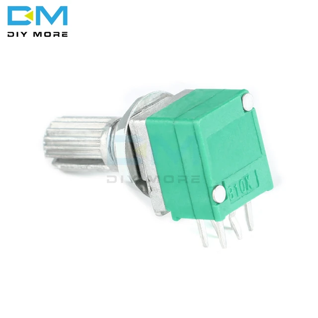 Potenciómetro rotativo de 6 pines, 6 P, 6mm, eje moleteado lineal simple, tipo B, B10K, ohm, 10K, con tapa, Kit DIY electrónico azul, 6 pines, 5 uds. Potenciómetro rotativo de 6 pines, 6 P, 6mm, eje moleteado lineal simple, tipo B, B10K, ohm, 10K, con tapa, Kit DIY electrónico azul, 6 pines, 5 uds.