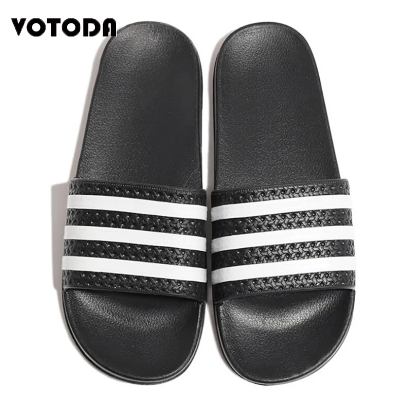 

Summer Women Striped Slippers Flat Soft Home Bathroom Slippers Woman Outside Flip Flops Fashion Woman Beach Sandals Couple Shoes