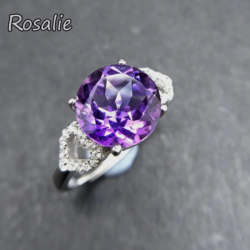 

Rosalie,Natural Gemstone 4ct Cut Purple Amethyst Rings For Women 925 Sterling Silver Ring Fine Jewelry Wedding Engagement Ring