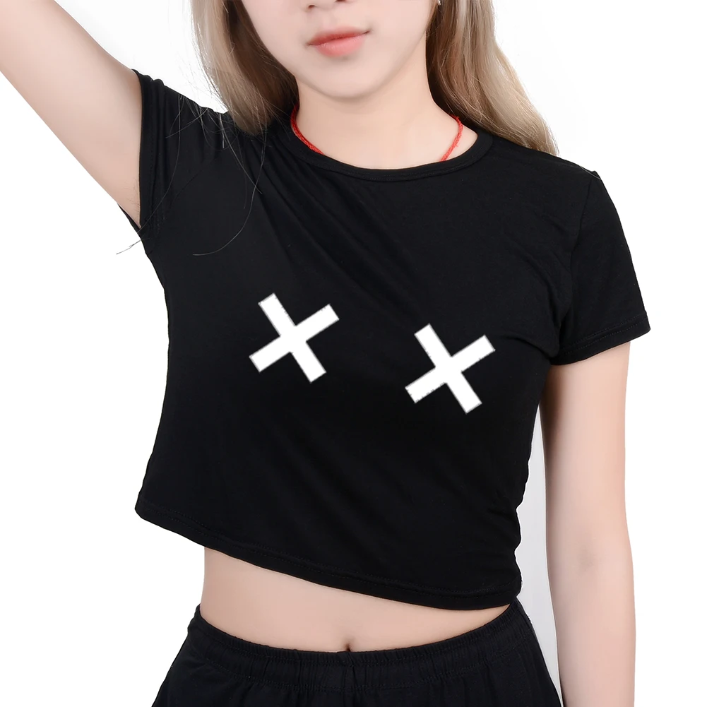 Женская футболка забавная с принтом TITTIES Cross BOOBIES хлопковая Повседневная для
