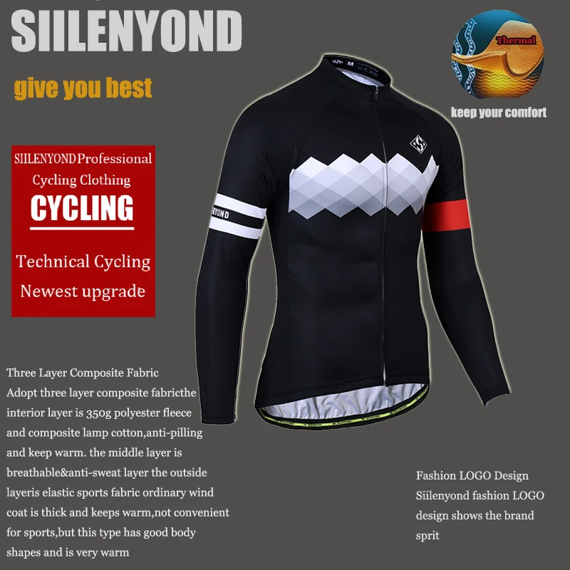 Siilenyond Winter Thermal Fleece Cycling Jersey Set Bicycle Wear Bike Cycling Clothing Maillot Ciclismo Invierno Cycling Set