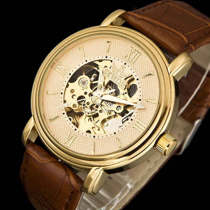 SEWOR Luxury Brand Sports Mechanical Men's Steampunk Skeleton Hand