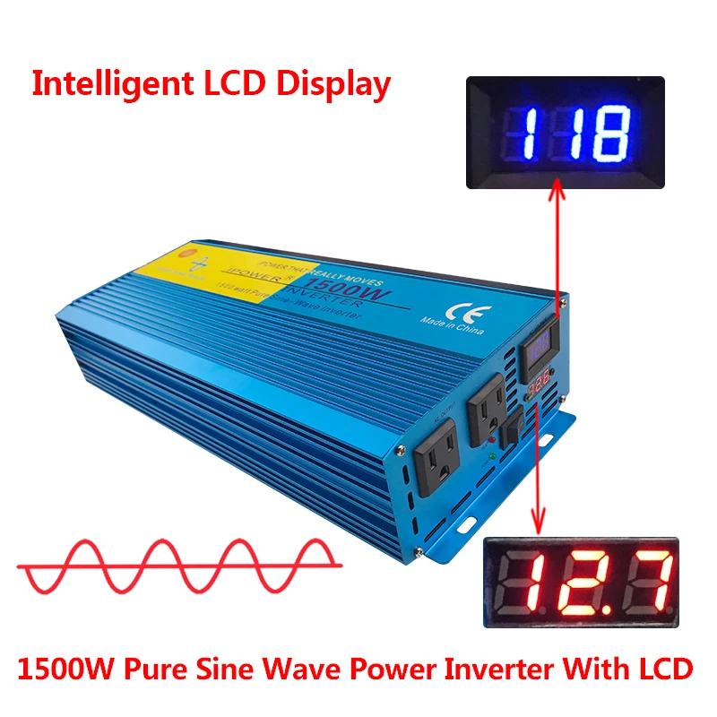 

Digital Display 1500W/3000W 12V DC to 100V- 120V AC Converter Power Supply Pure Sine Wave Power Inverter