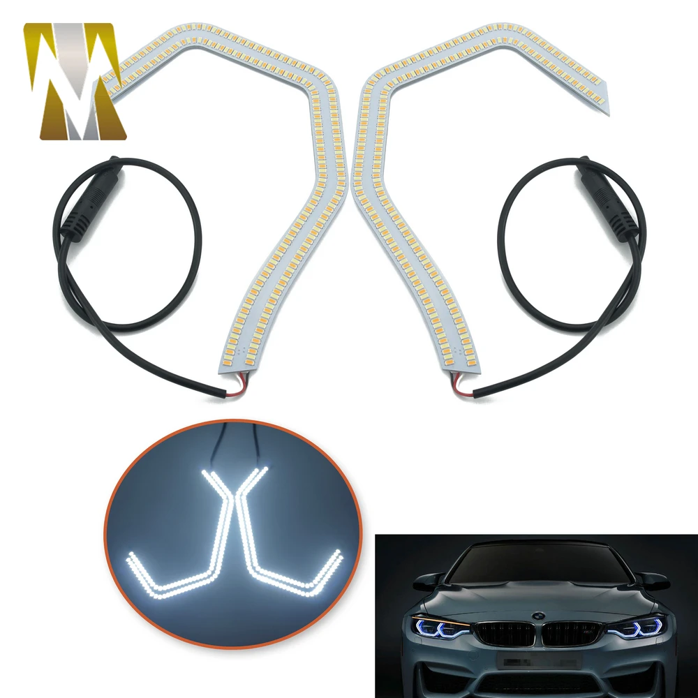 For 2 3 4 5 Series F30 F32 335i F82 F80 E90 E92 M3 M4 M5 Accessories Switchback Dual-Color LED Angel Eyes DRL Turn Signals Light (9)