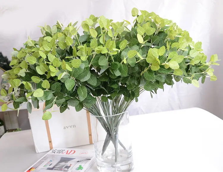 1 PCS Artificial Plastic White flowers Green Leaves Grass Home Decoration F372 