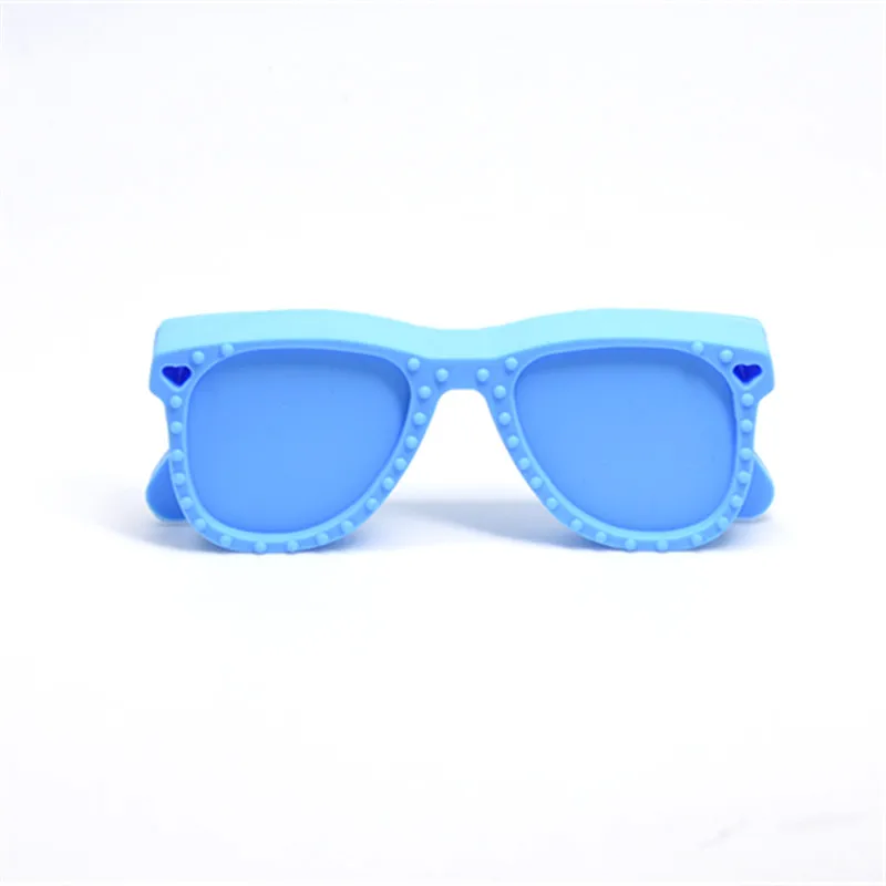 1 шт. силиконовые солнцезащитные очки Детский прорезыватель, милый Авиатор прорезыватель, BPA бесплатно Новая мода солнцезащитные очки форма безопасный Прорезыватель для зубов для детей - Цвет: Sky Blue