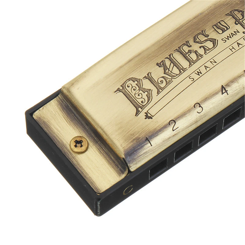 Blues C Key Harmonica 10 отверстий 20 тонов высококлассный Бронзовый цветной музыкальный инструмент духовой рот орган Лебедь Harmonicas арфы