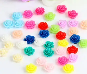 

100pcs Resin Rose Flower Beads For Scrapbooking Craft DIY Hair Clip Fashion Accessories