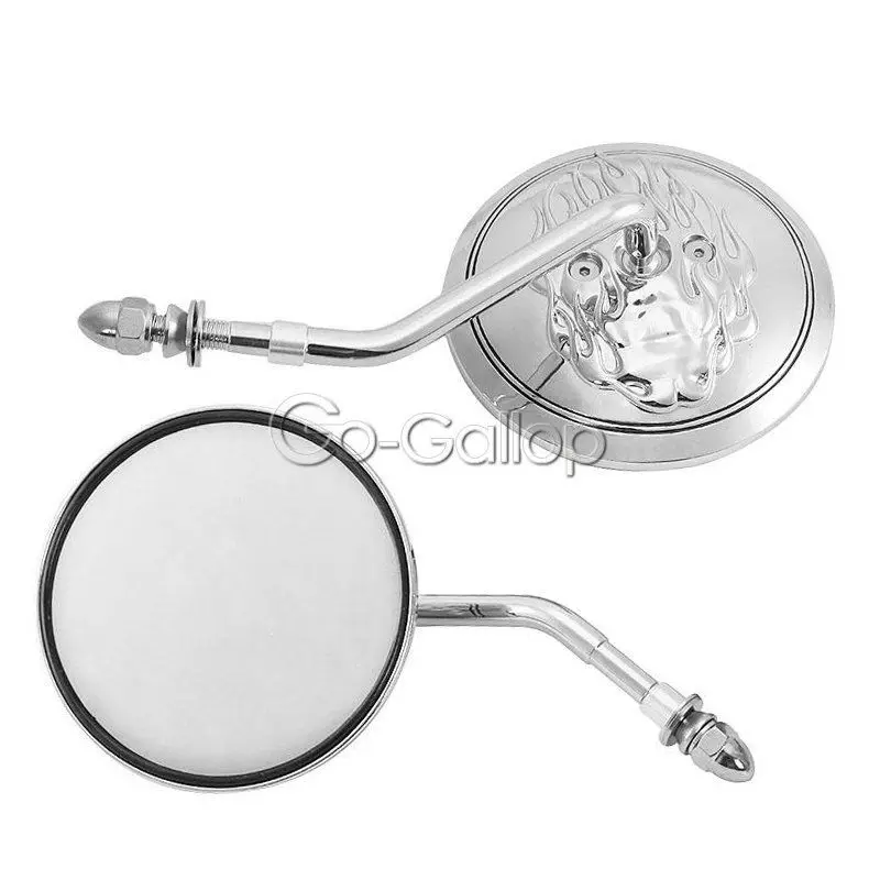 Chrome 8mm Round Rear View Mirror For Dyna Sportster XL 883 1200