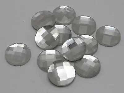 25 Clear Faceted Round Flatback Glass Crystal Rhinestone Gems 16mm No Hole