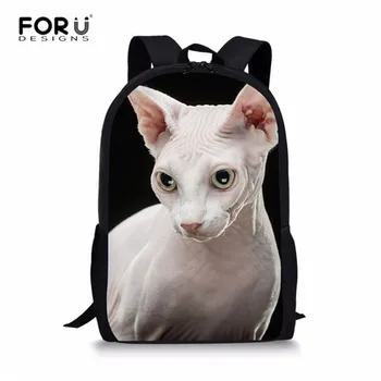 

FORUDESIGNS Canadina Hairless Cats School Bags for Girls Teen Student School Backpack Orthopedic Schoolbag Book Bag Kid Shoulder
