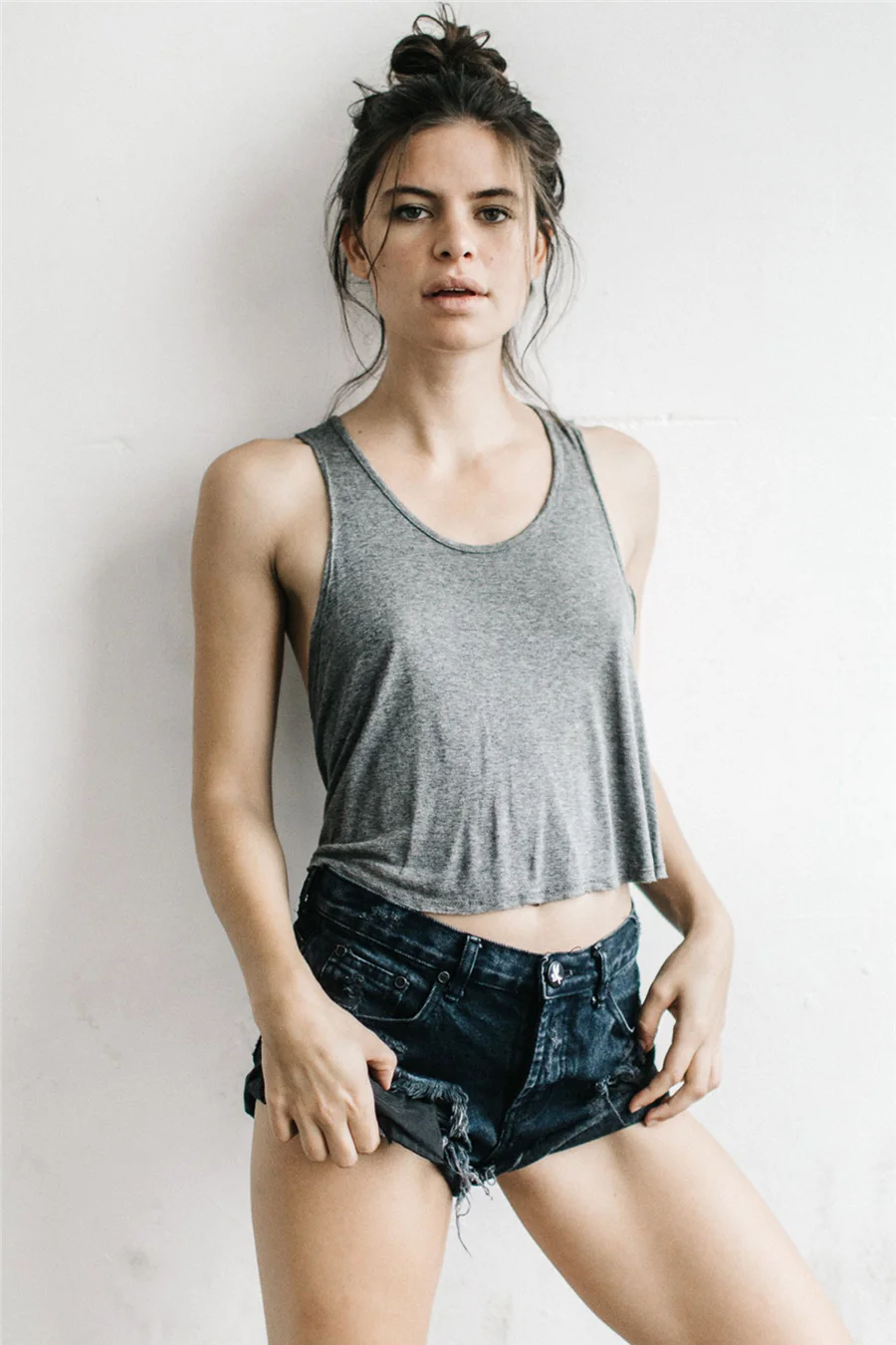 Gladiolus 2018 Tank Top Women Cross Hollow Out Backless Sexy Black Gray Crop Top Women T-Shirt Casual Ladies Loose Tanks Tops  (13)