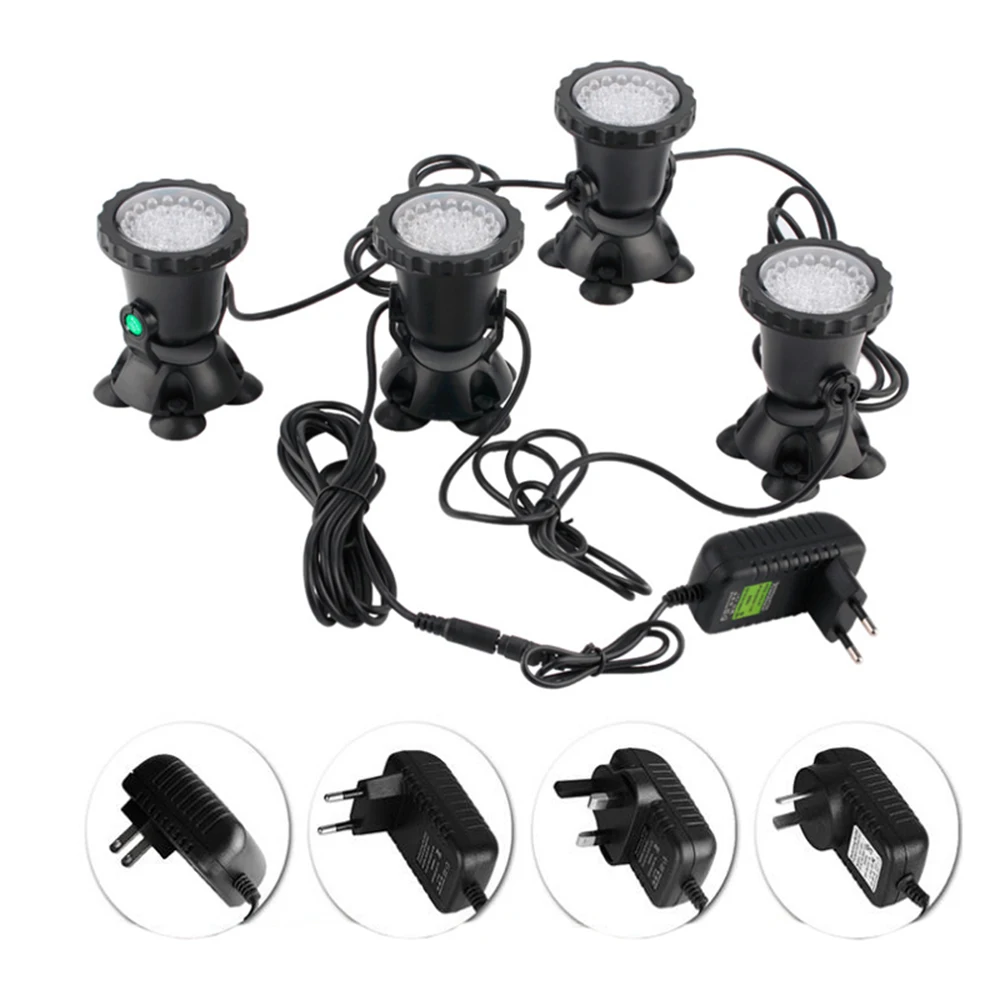 1Set 36 LED Underwater Spotlight IP68 Waterproof LED Lamp with Remote Control for Garden Aquarium Landscape Tank Fountains Pond underwater led