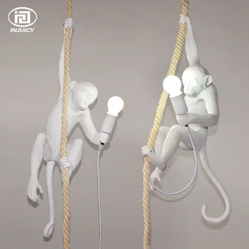 

Loft Vintage Resin Hemp Rope Monkey Pendant Lights Industrial Retro E27 Wall Lamp For Dining Living Room Children's Bedroom Cafe